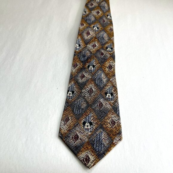 Mickey & CO by Atlas Design Sweden Vintage 100% Silk Tie Mickey Mouse Retro - Picture 1 of 6